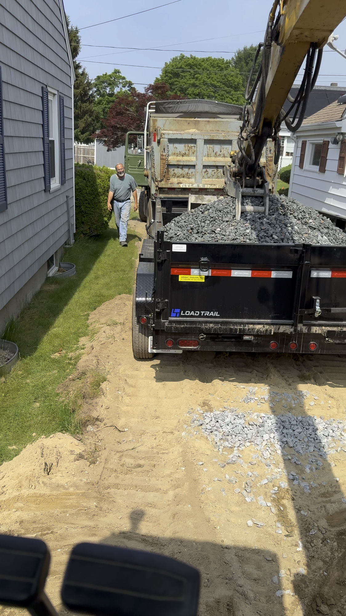 Gravel delivery during septic excavation