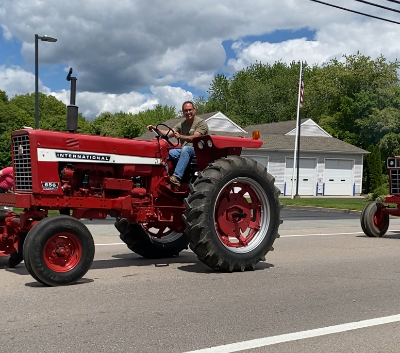 Thomas Silvia on vintage International 656 tractor